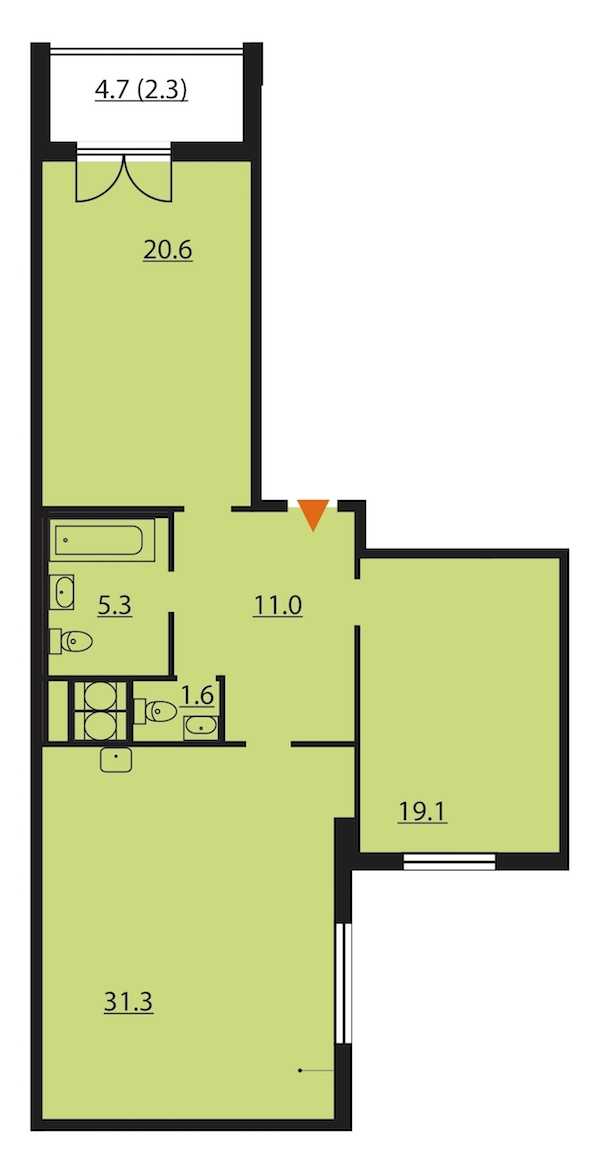 Двухкомнатная квартира в : площадь 91.2 м2 , этаж: 13 – купить в Санкт-Петербурге